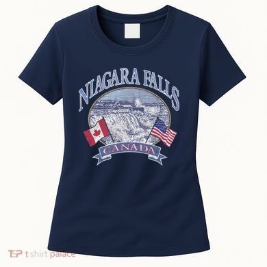 Americana Niagara Falls Scene Canada America Flags Gift Women's T-Shirt