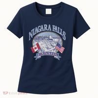 Americana Niagara Falls Scene Canada America Flags Gift Women's T-Shirt thumb 0
