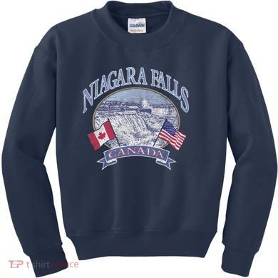 Americana Niagara Falls Scene Canada America Flags Gift Kids Sweatshirt