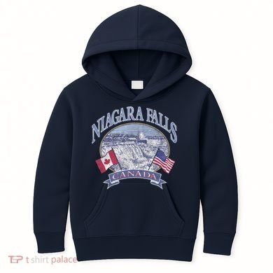 Americana Niagara Falls Scene Canada America Flags Gift Kids Hoodie
