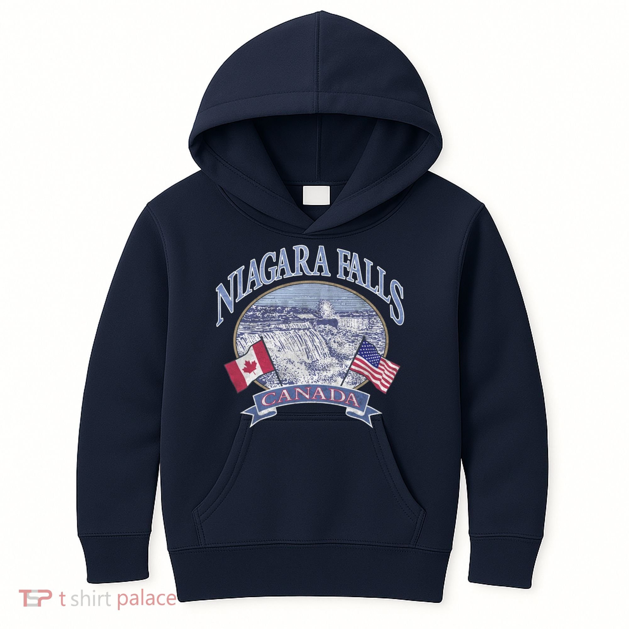 Americana Niagara Falls Scene Canada America Flags Gift Kids Hoodie