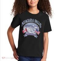 Americana Niagara Falls Scene Canada America Flags Gift Kids T-Shirt thumb 2