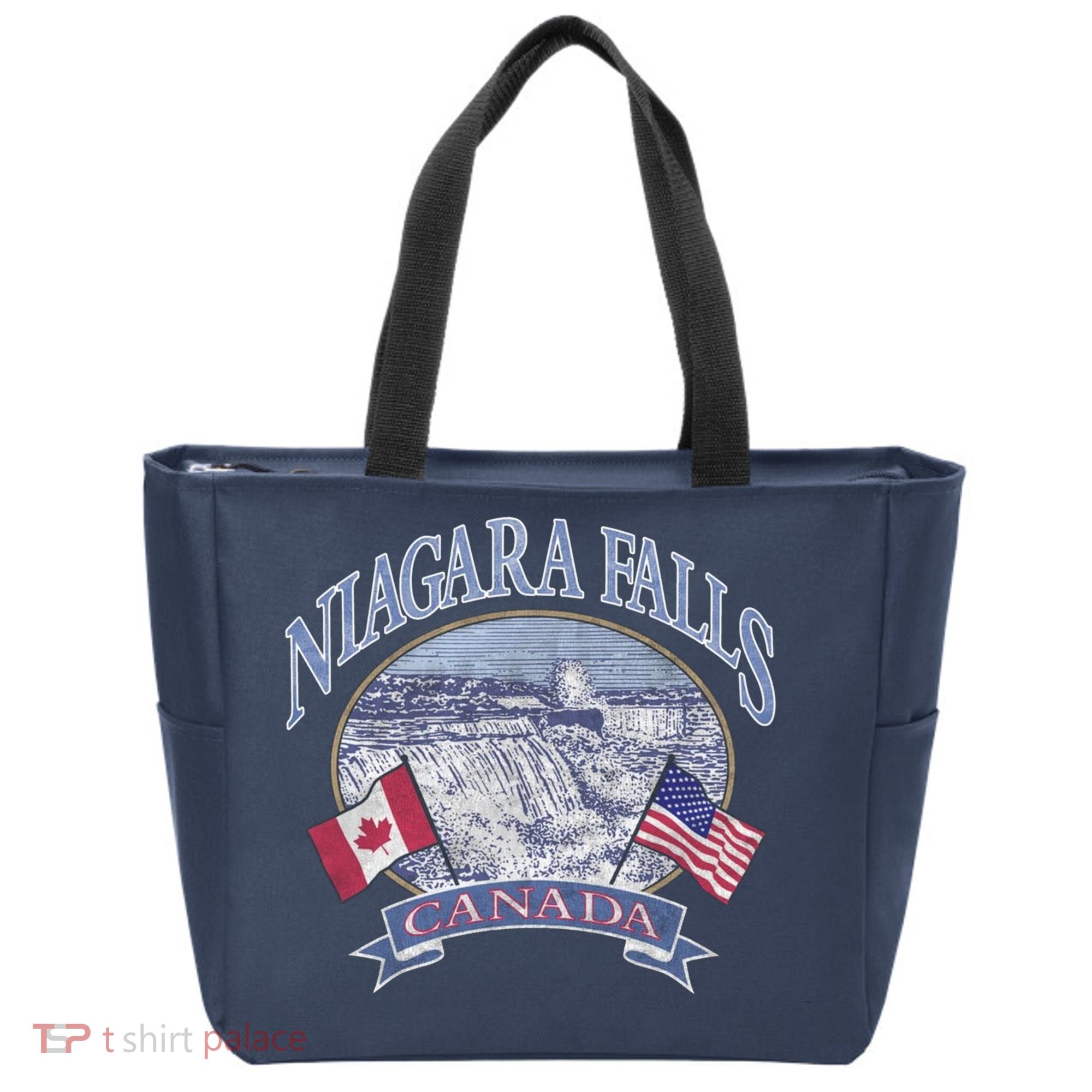 Americana Niagara Falls Scene Canada America Flags Gift Tote Bag