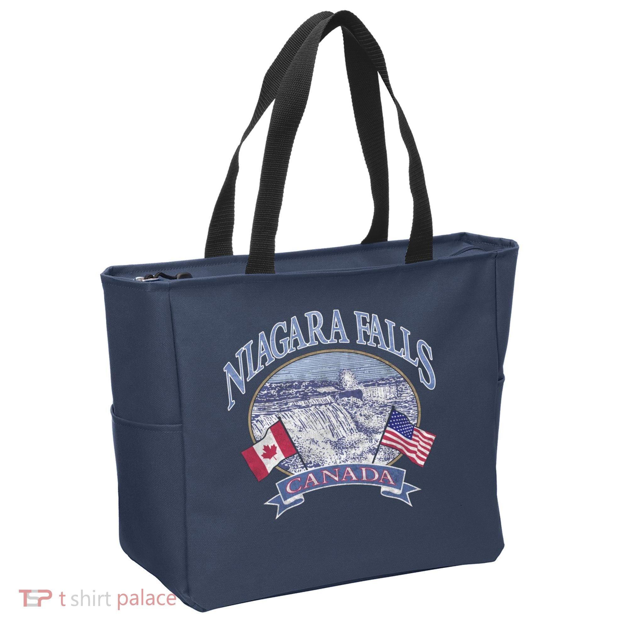 Americana Niagara Falls Scene Canada America Flags Gift Tote Bag