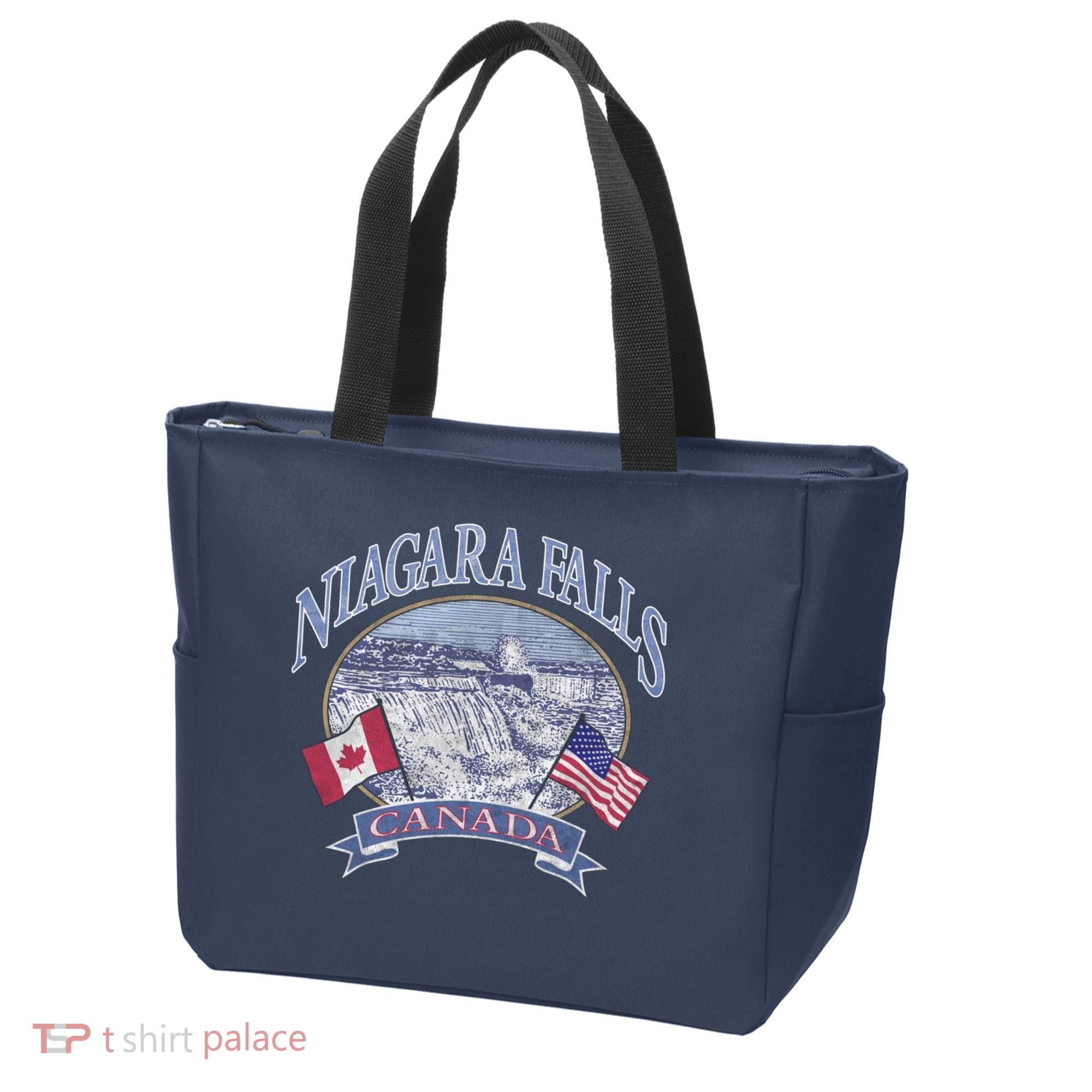 Americana Niagara Falls Scene Canada America Flags Gift Tote Bag