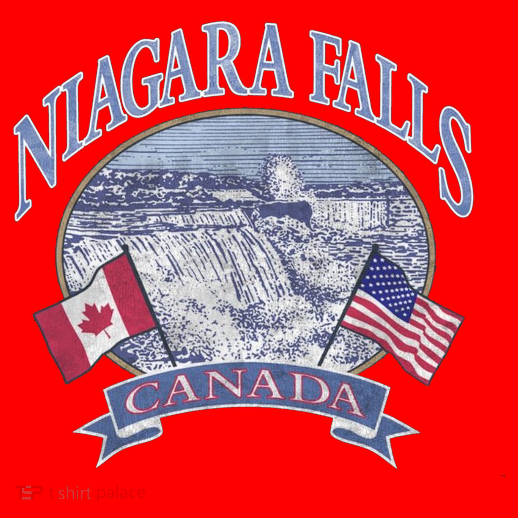 Americana Niagara Falls Scene Canada America Flags Gift Santa Hat