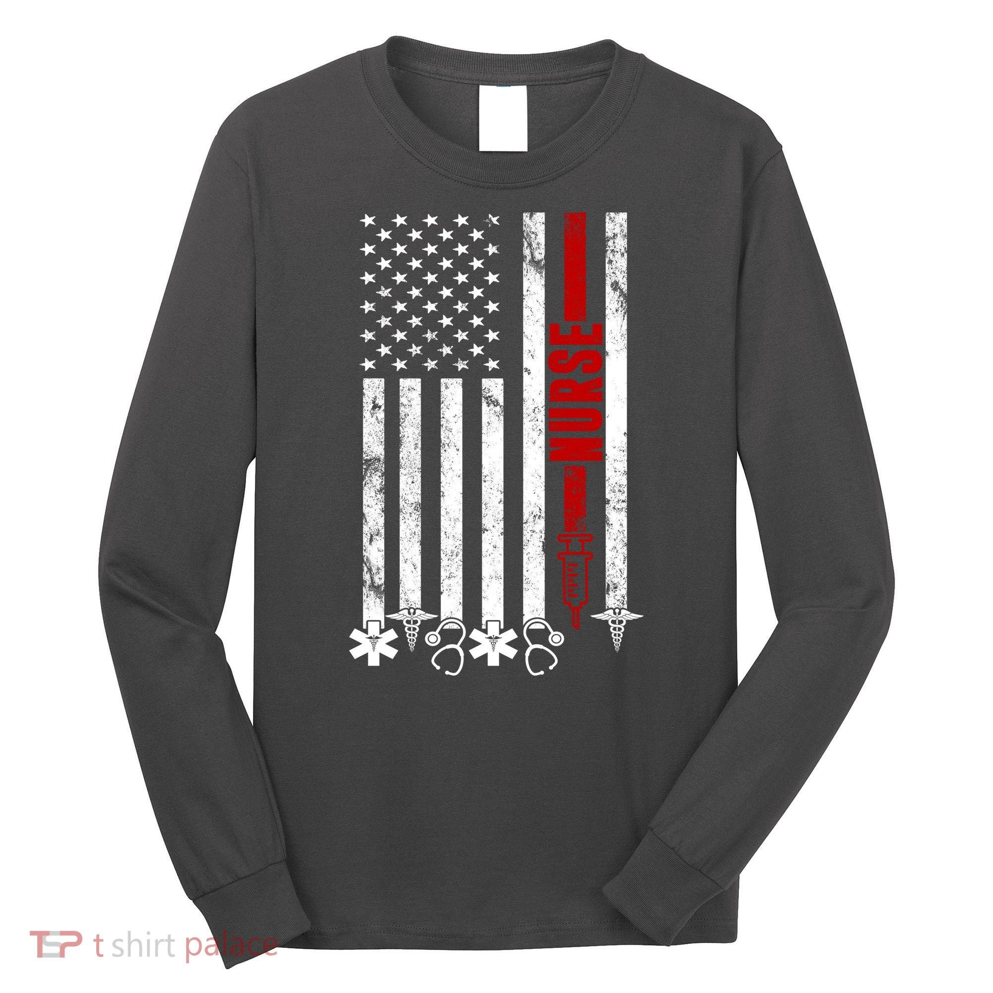 American Nurse Flag RN Nurse Long Sleeve Shirt