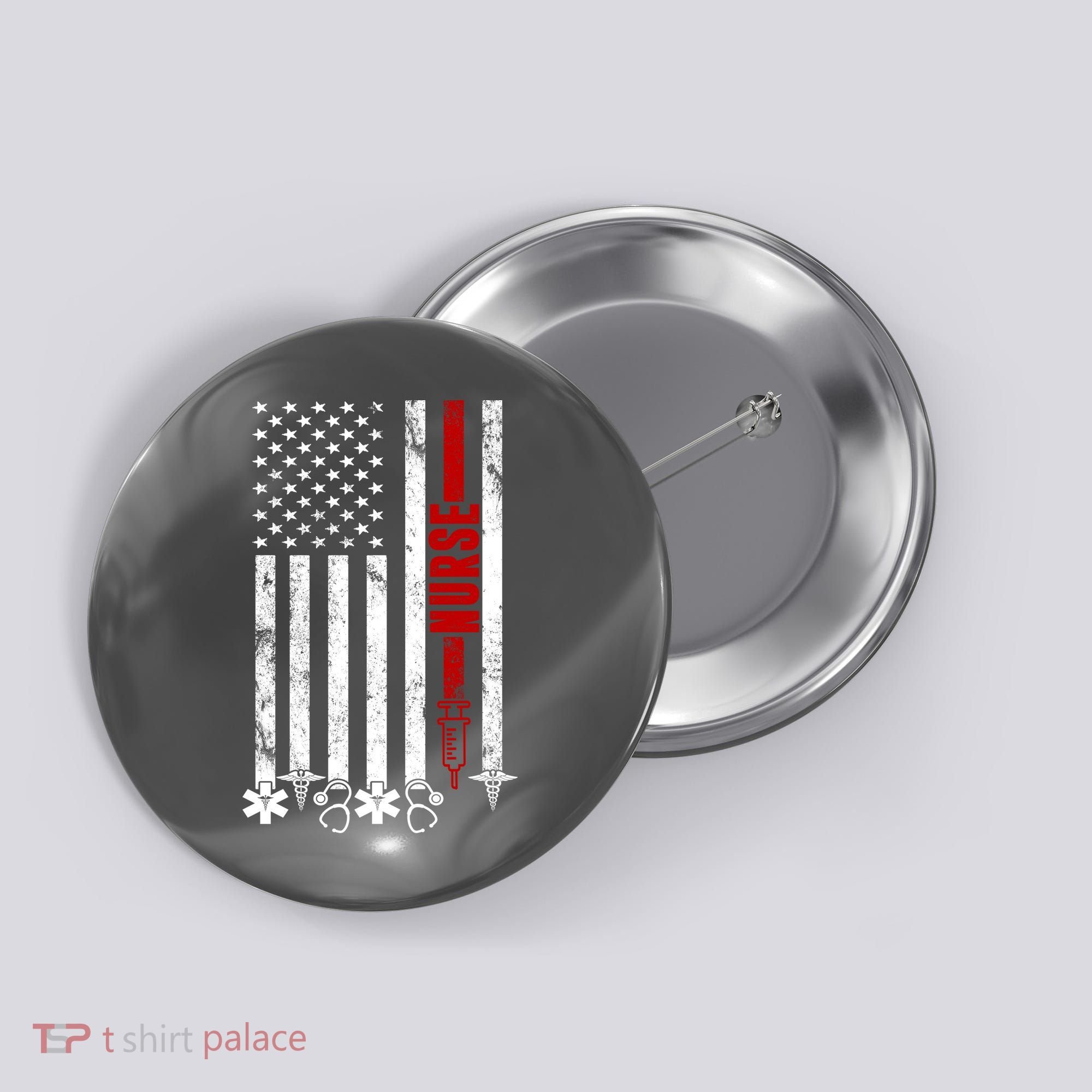 American Nurse Flag RN Nurse Button