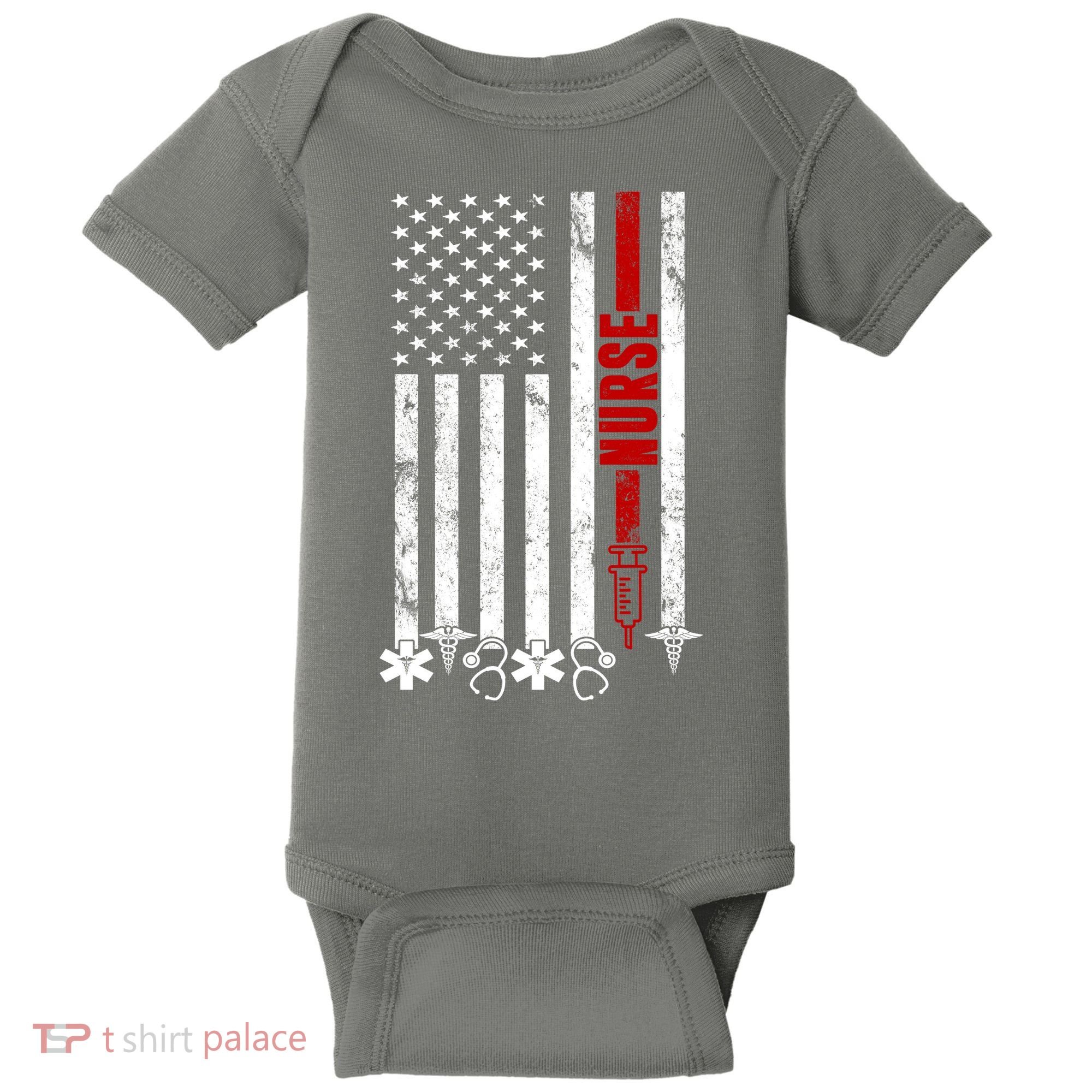 American Nurse Flag RN Nurse Baby Bodysuit