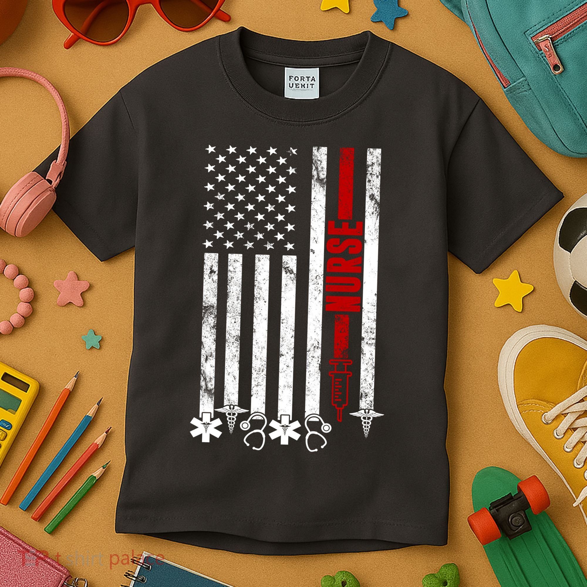 American Nurse Flag RN Nurse Kids T-Shirt