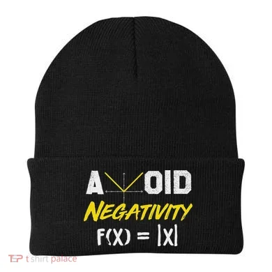 Avoid Negativity Funny Math Pun Equation Beanie