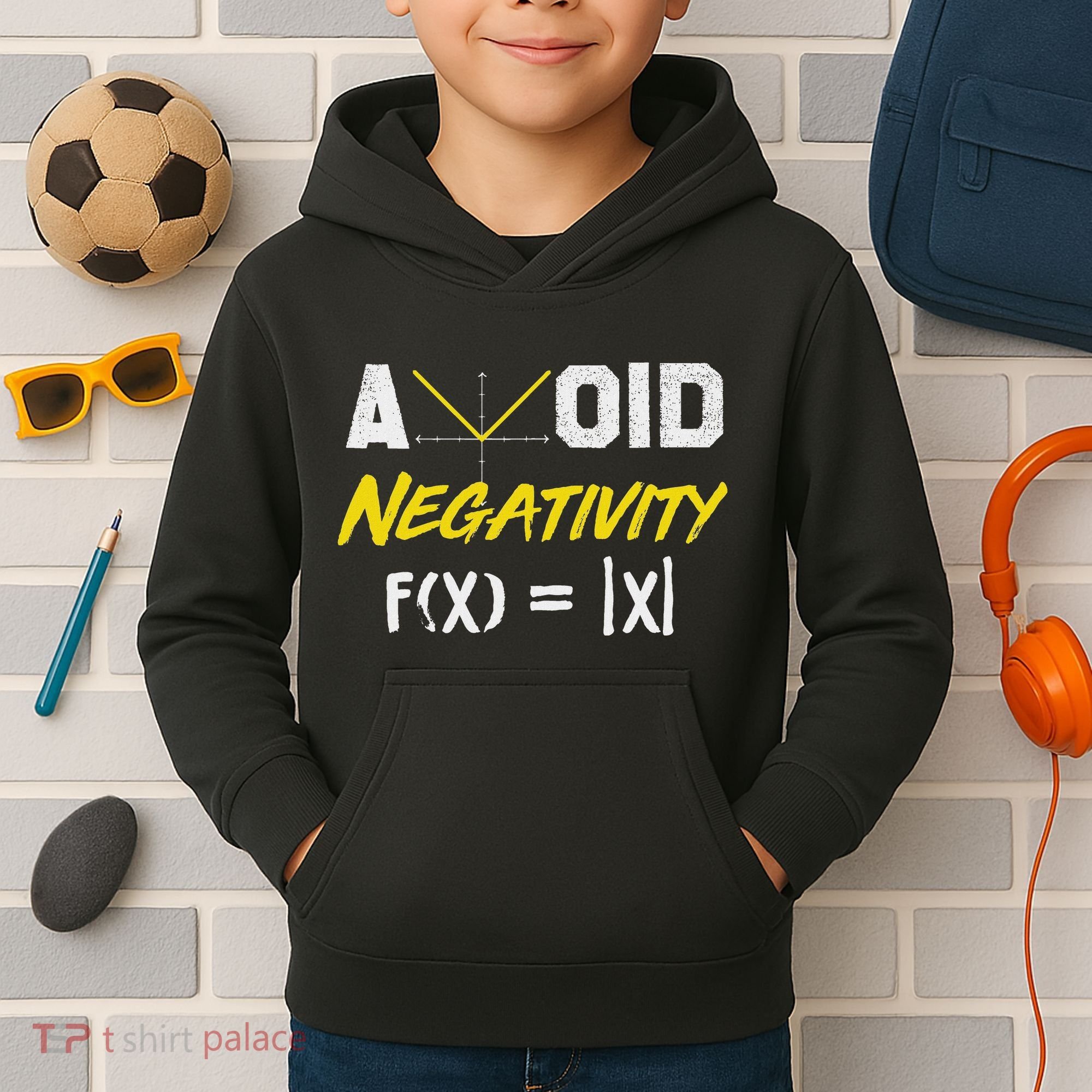 Avoid Negativity Funny Math Pun Equation Kids Hoodie