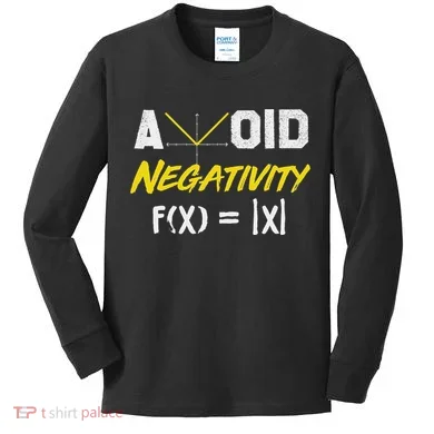 Avoid Negativity Funny Math Pun Equation Kids Long Sleeve Shirt