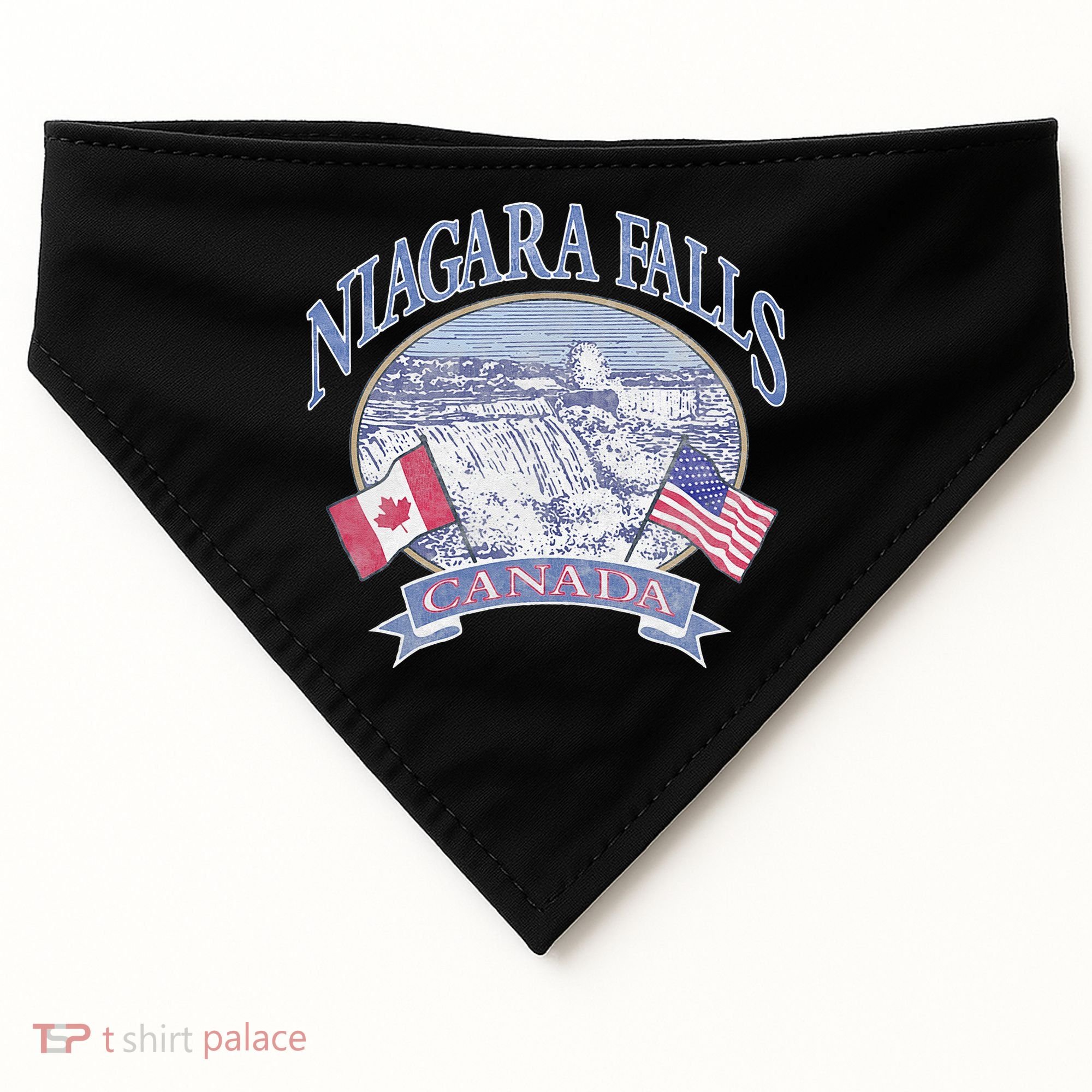 Americana Niagara Falls Scene Canada America Flags USA-Made Doggie Bandana