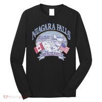 Americana Niagara Falls Scene Canada America Flags Long Sleeve Shirt thumb 0