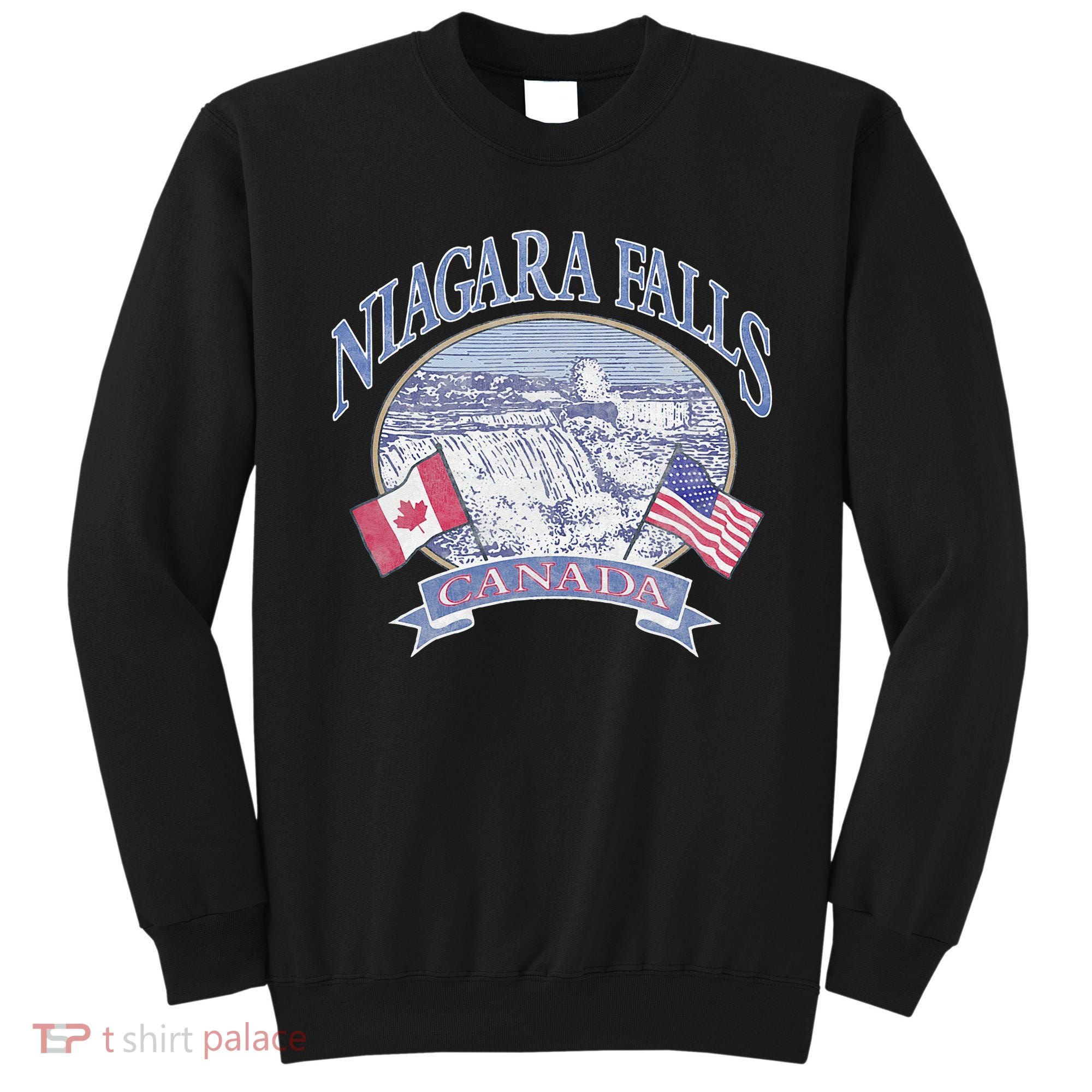 Americana Niagara Falls Scene Canada America Flags Sweatshirt