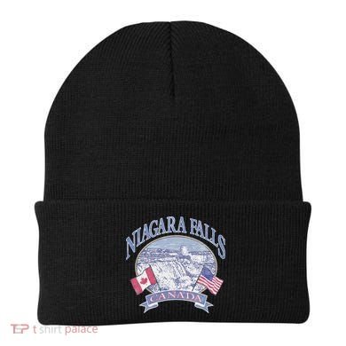 Americana Niagara Falls Scene Canada America Flags Beanie