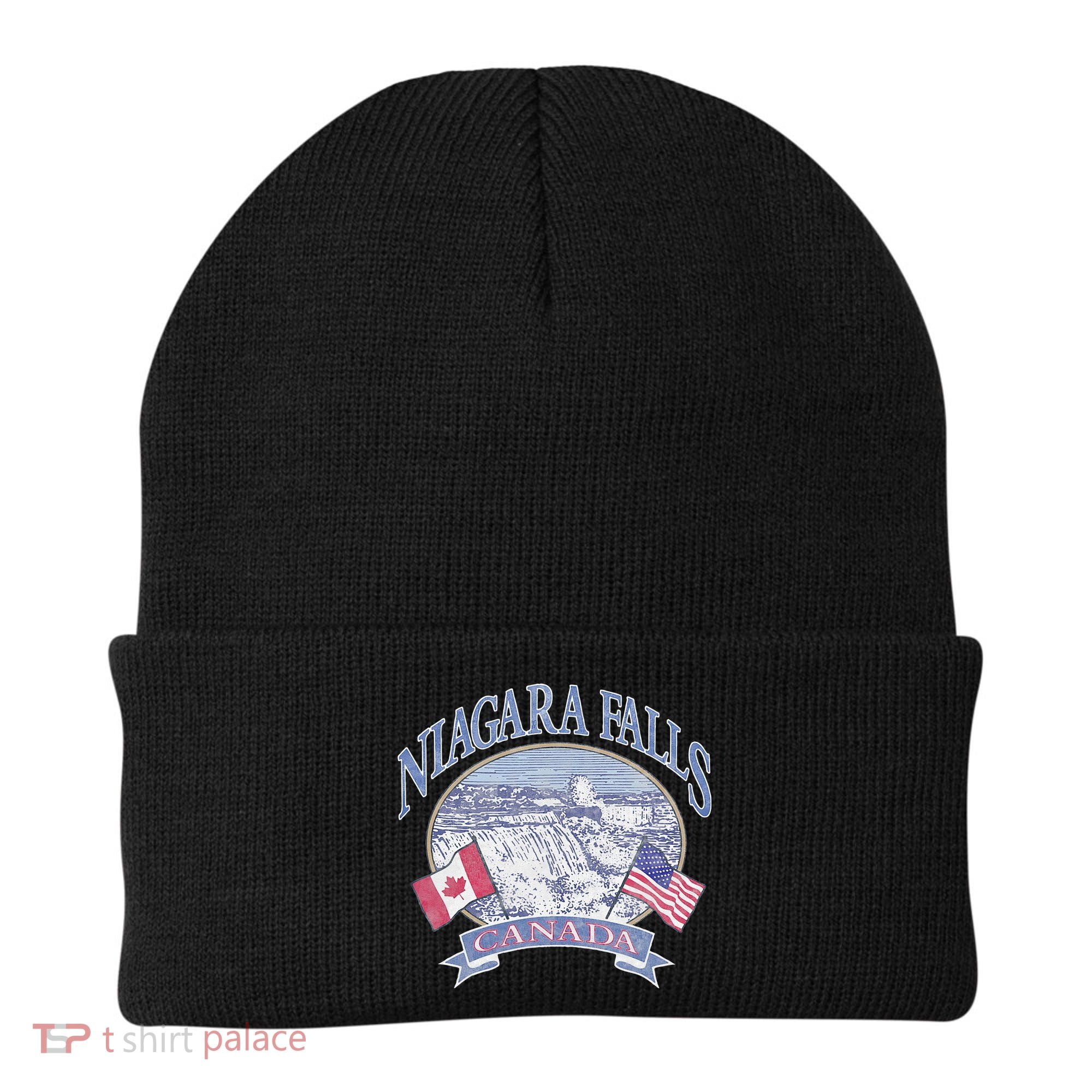 Americana Niagara Falls Scene Canada America Flags Beanie