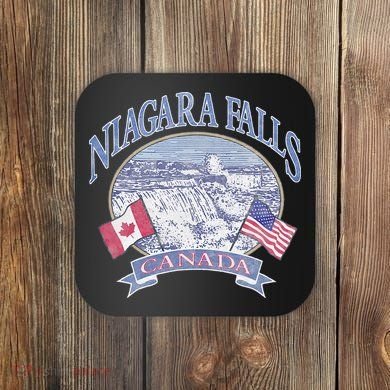 Americana Niagara Falls Scene Canada America Flags Coaster