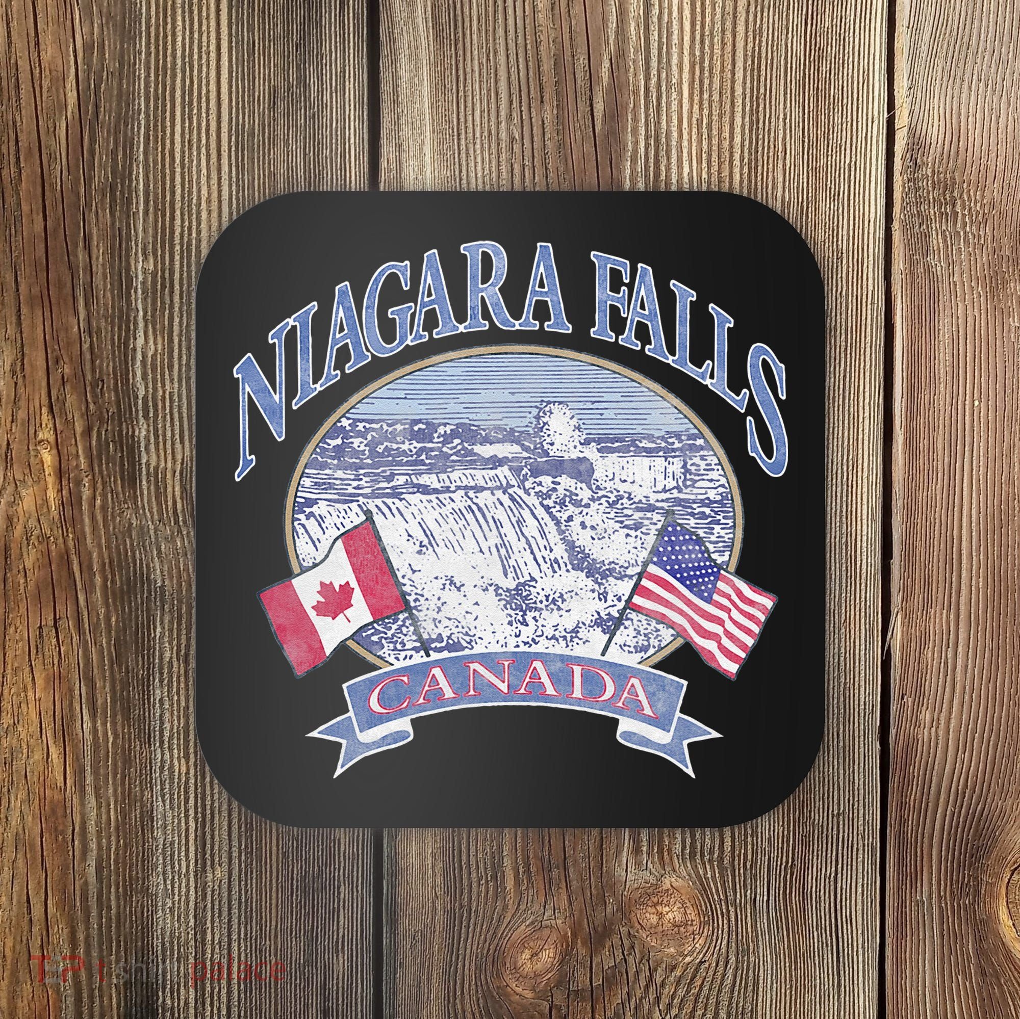 Americana Niagara Falls Scene Canada America Flags Coaster