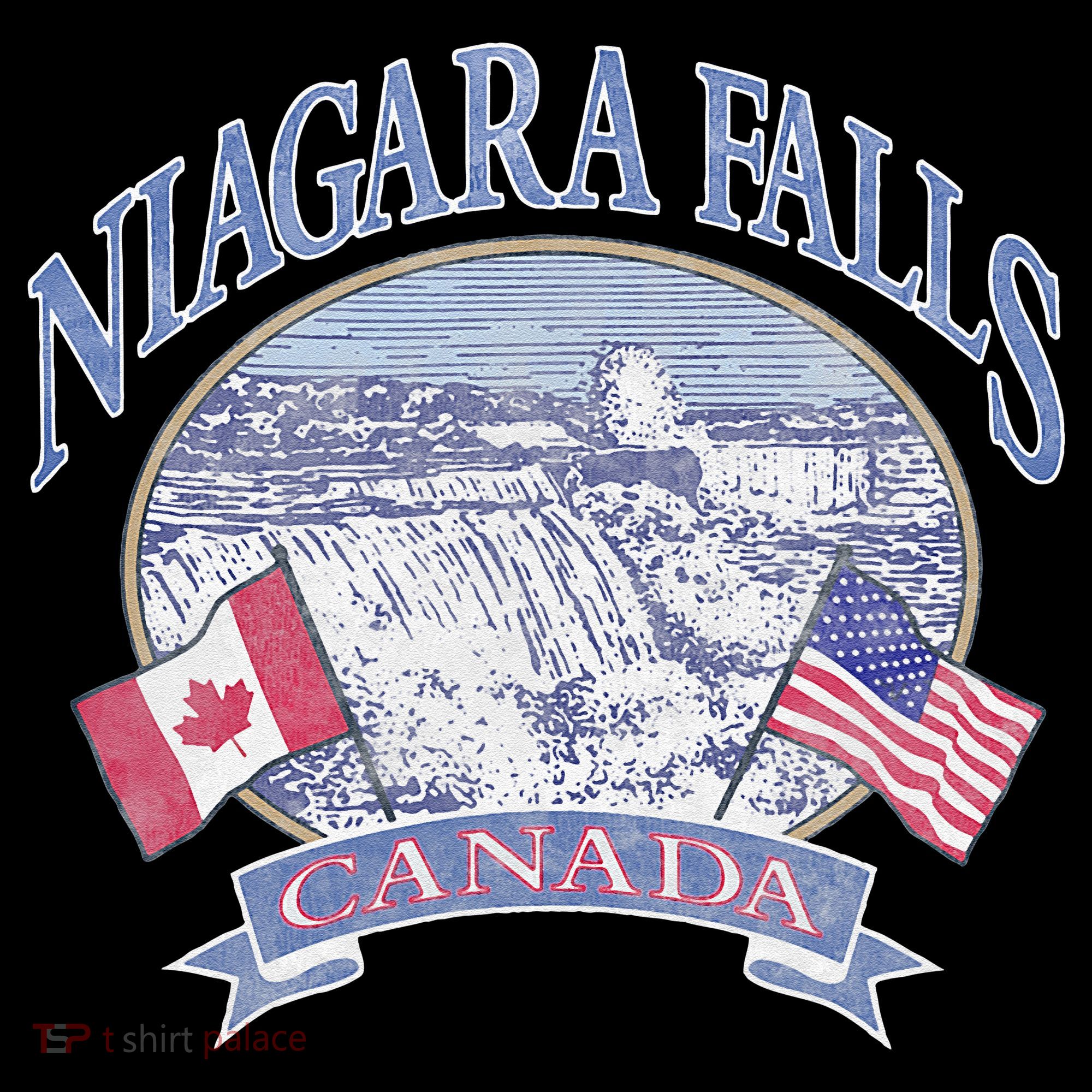 Americana Niagara Falls Scene Canada America Flags Women's Hoodie