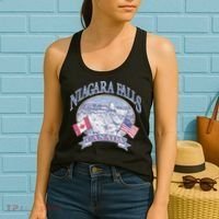 Americana Niagara Falls Scene Canada America Flags Women's Tank Top thumb 2