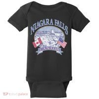 Americana Niagara Falls Scene Canada America Flags Baby Bodysuit thumb 0
