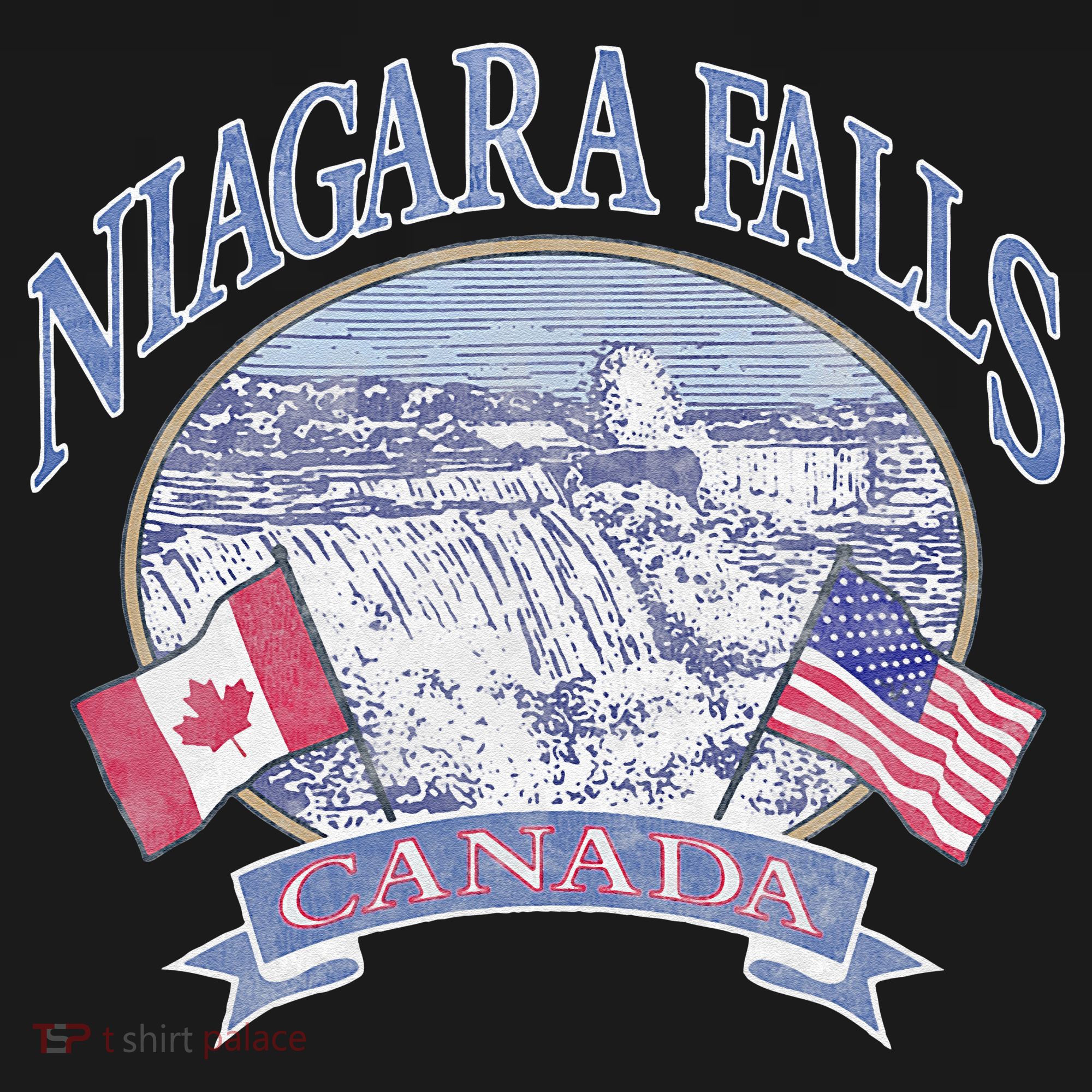 Americana Niagara Falls Scene Canada America Flags Baby Bodysuit