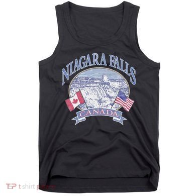 Americana Niagara Falls Scene Canada America Flags Tank Top