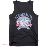 Americana Niagara Falls Scene Canada America Flags Tank Top thumb 0