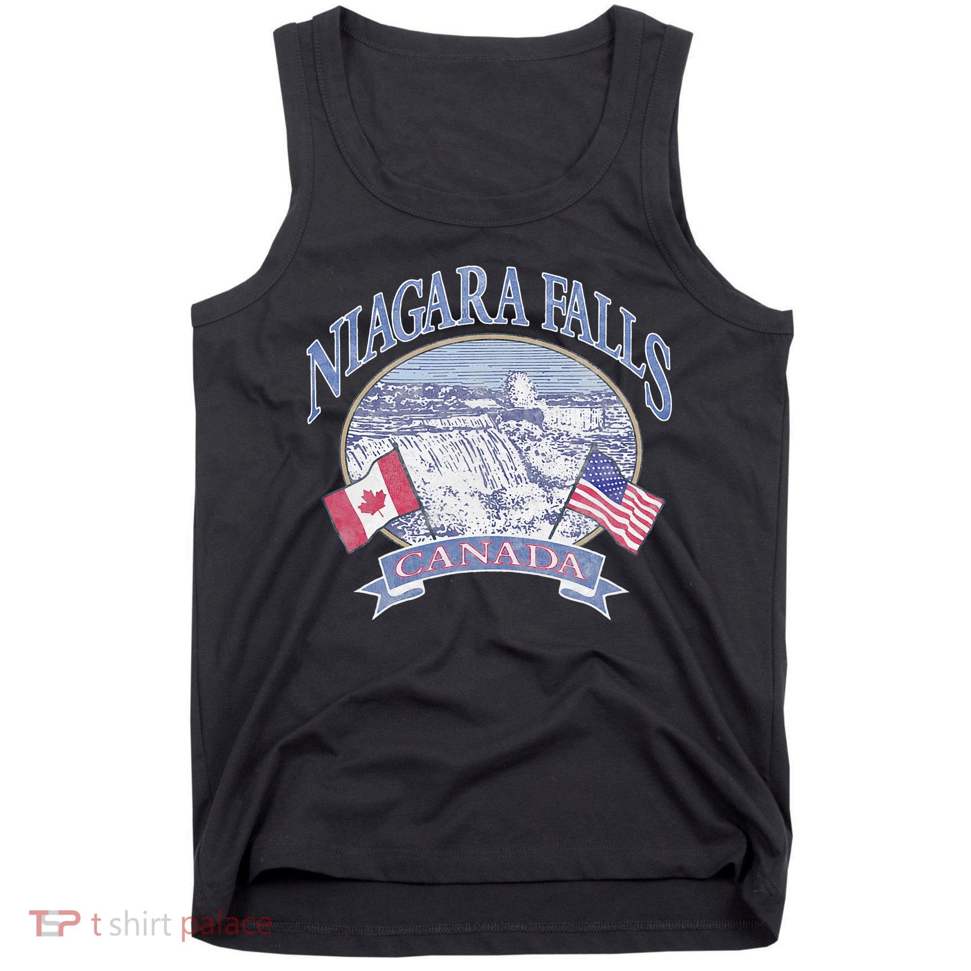 Americana Niagara Falls Scene Canada America Flags Tank Top