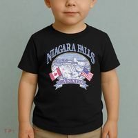 Americana Niagara Falls Scene Canada America Flags Toddler T-Shirt thumb 2