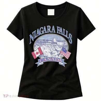 Americana Niagara Falls Scene Canada America Flags Women's T-Shirt