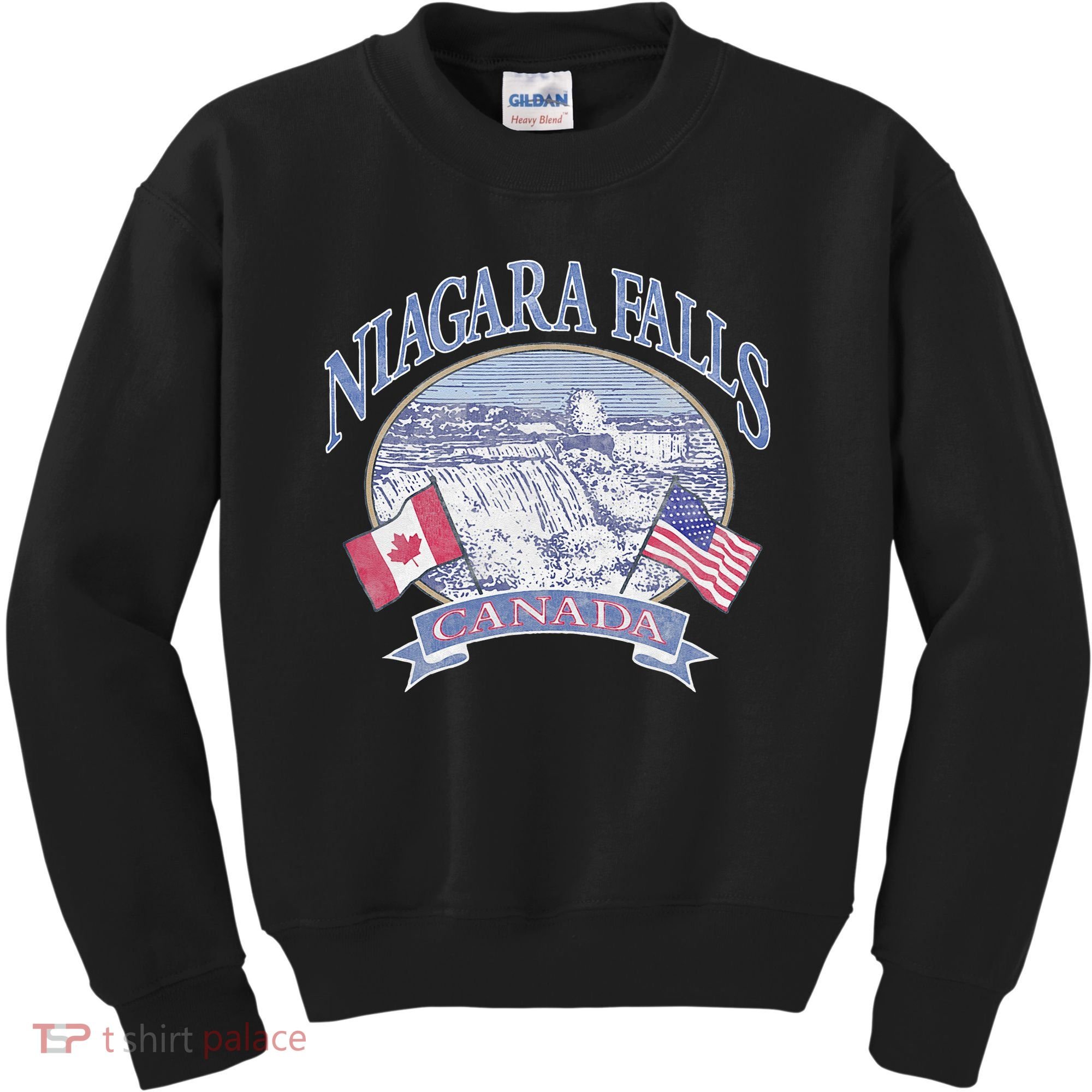 Americana Niagara Falls Scene Canada America Flags Kids Sweatshirt