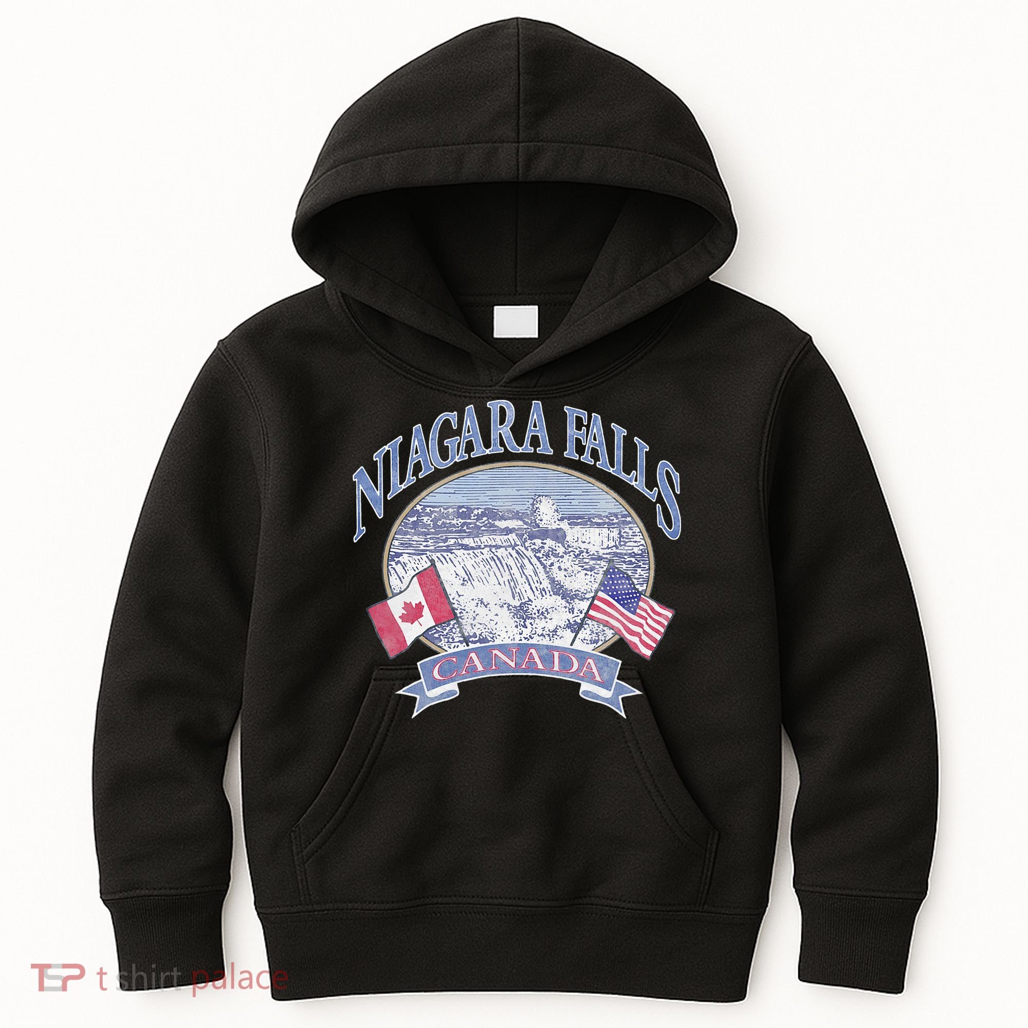 Americana Niagara Falls Scene Canada America Flags Kids Hoodie