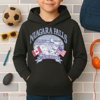 Americana Niagara Falls Scene Canada America Flags Kids Hoodie thumb 2