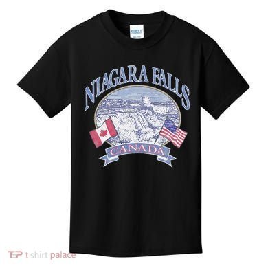 Americana Niagara Falls Scene Canada America Flags Kids T-Shirt