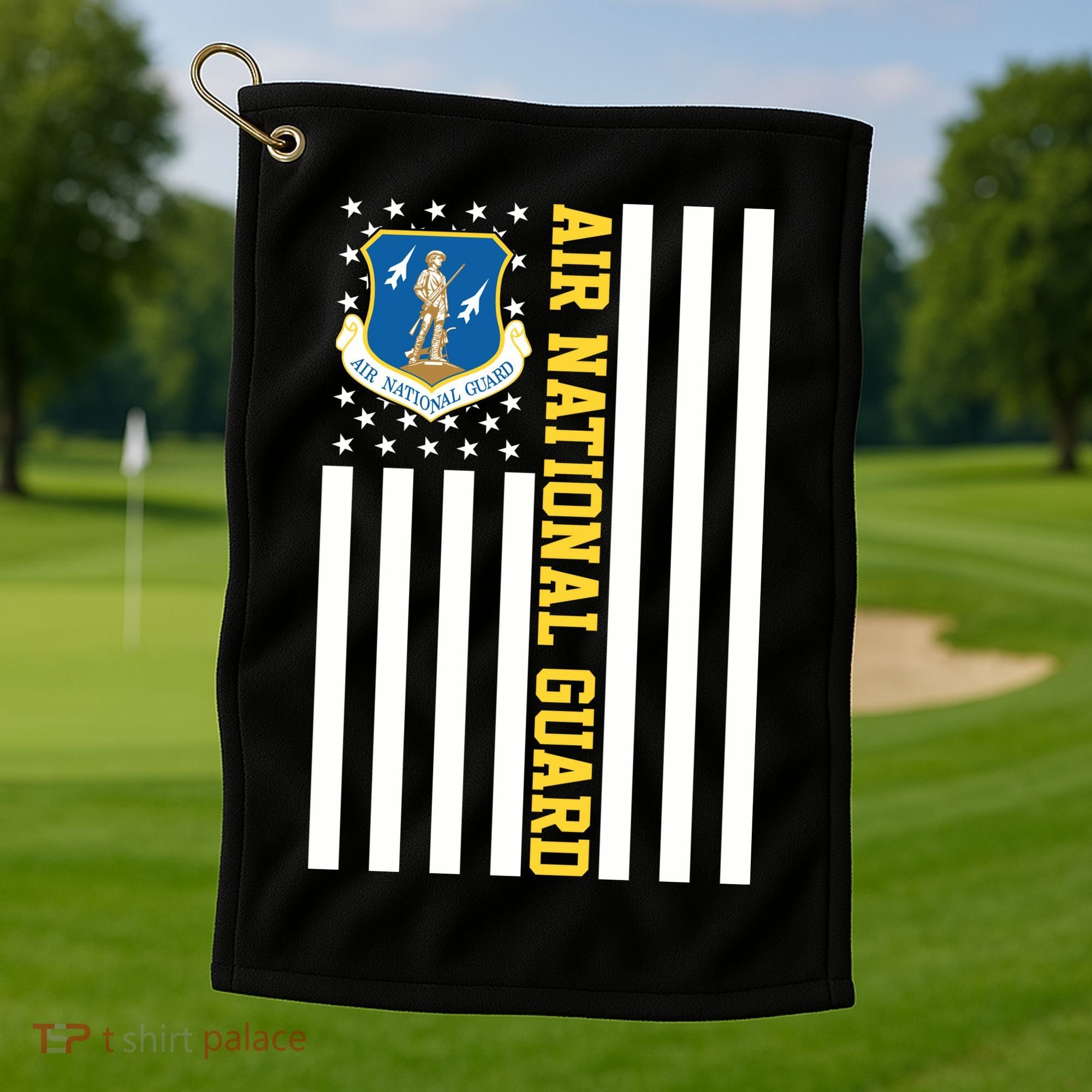 Air National Guard American Flag Gift Golf Towel