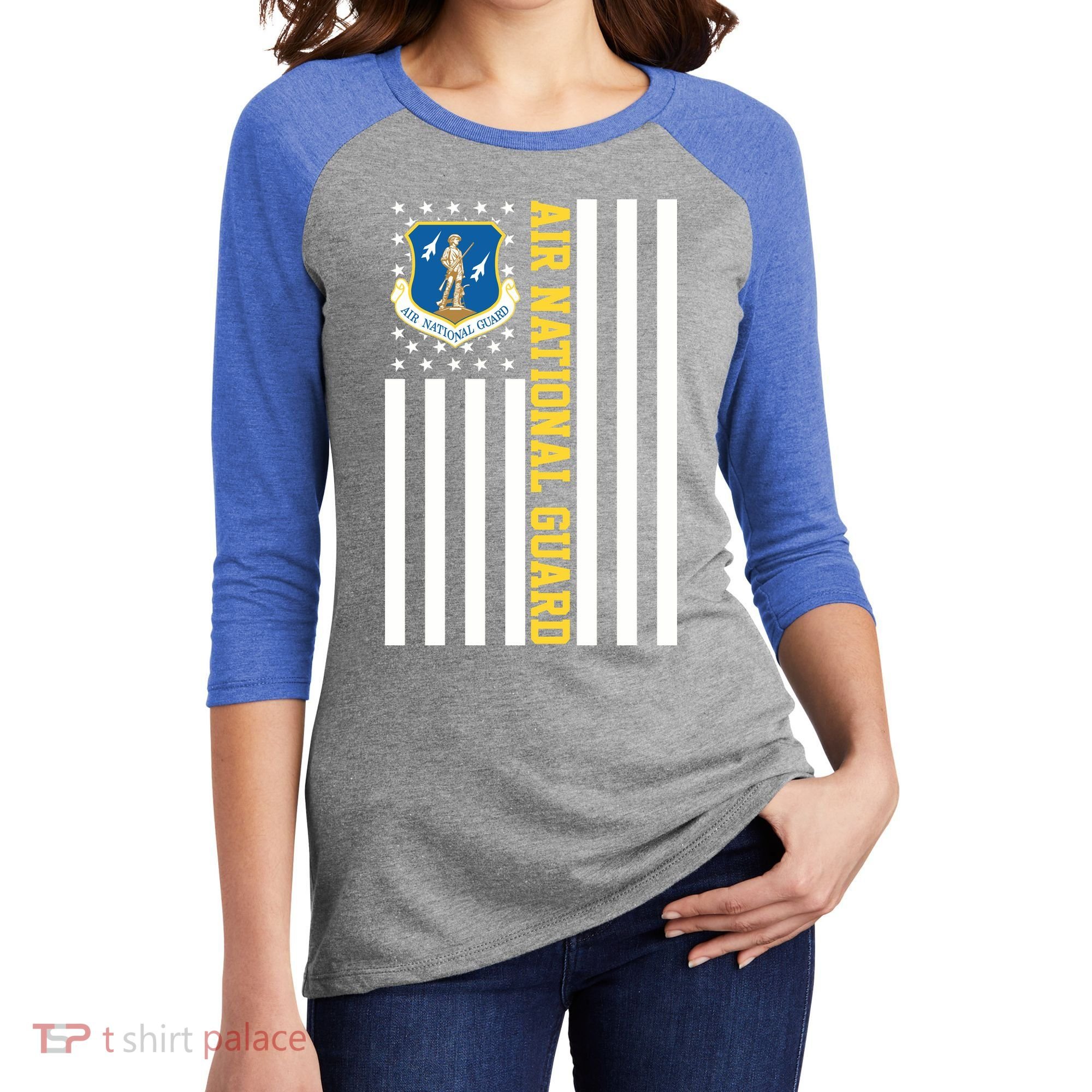 Air National Guard American Flag Gift Women's Tri-Blend 3/4-Sleeve Raglan Shirt