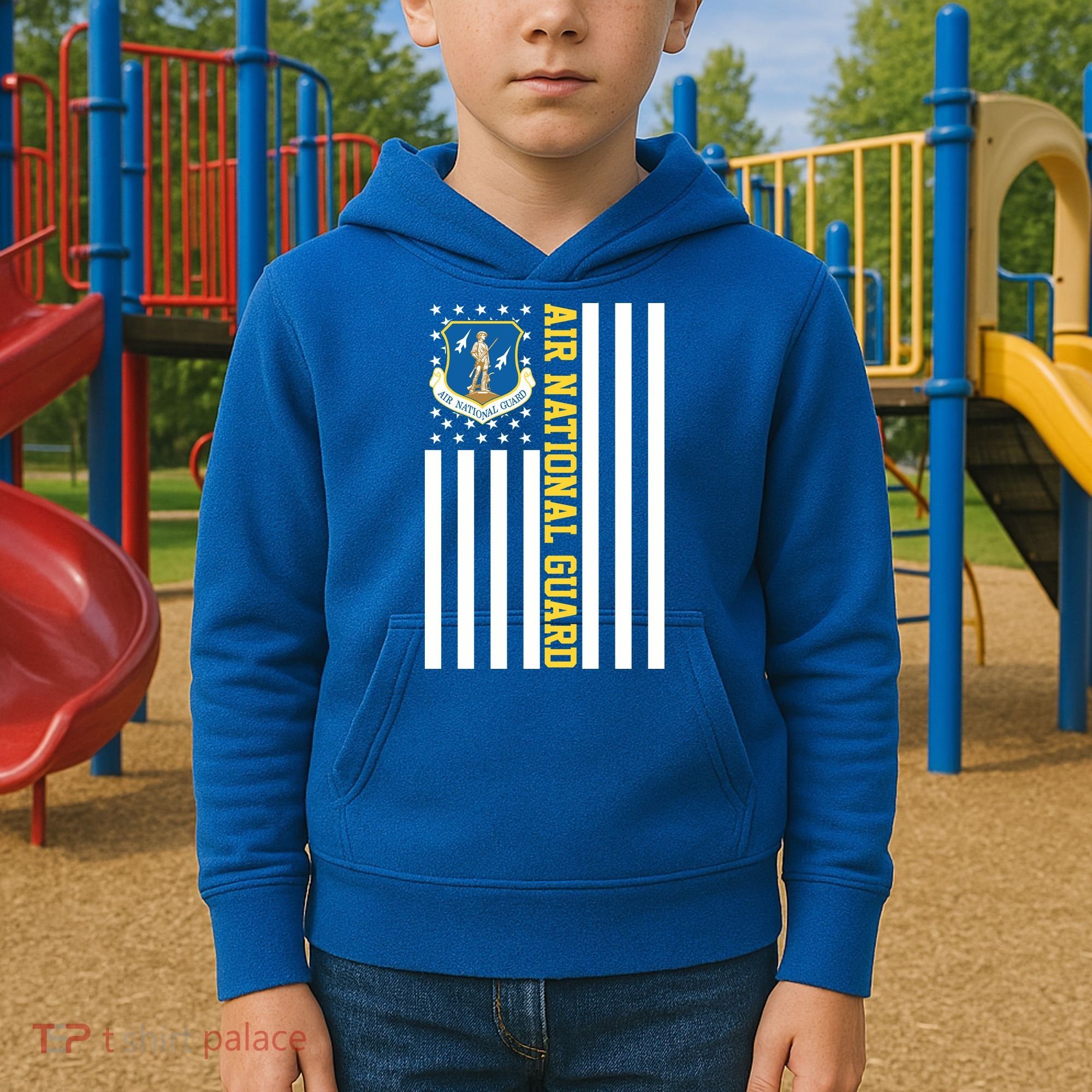 Air National Guard American Flag Gift Kids Hoodie