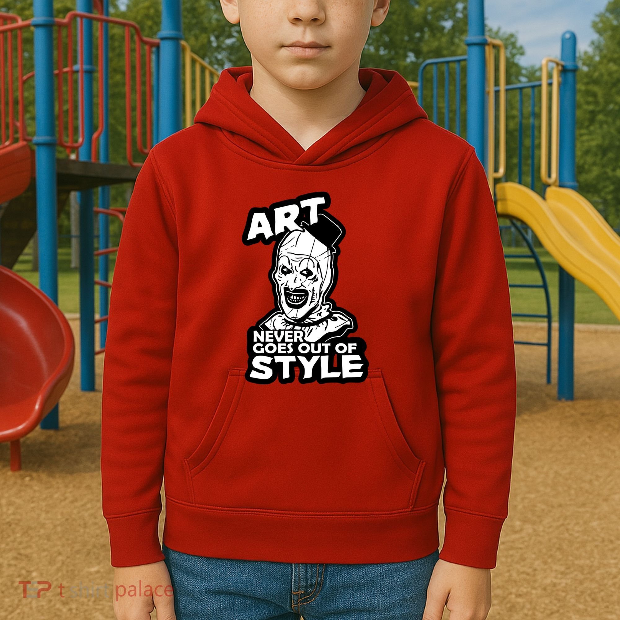 Art Never Goes Out Of Style Horror Clown Kids Hoodie