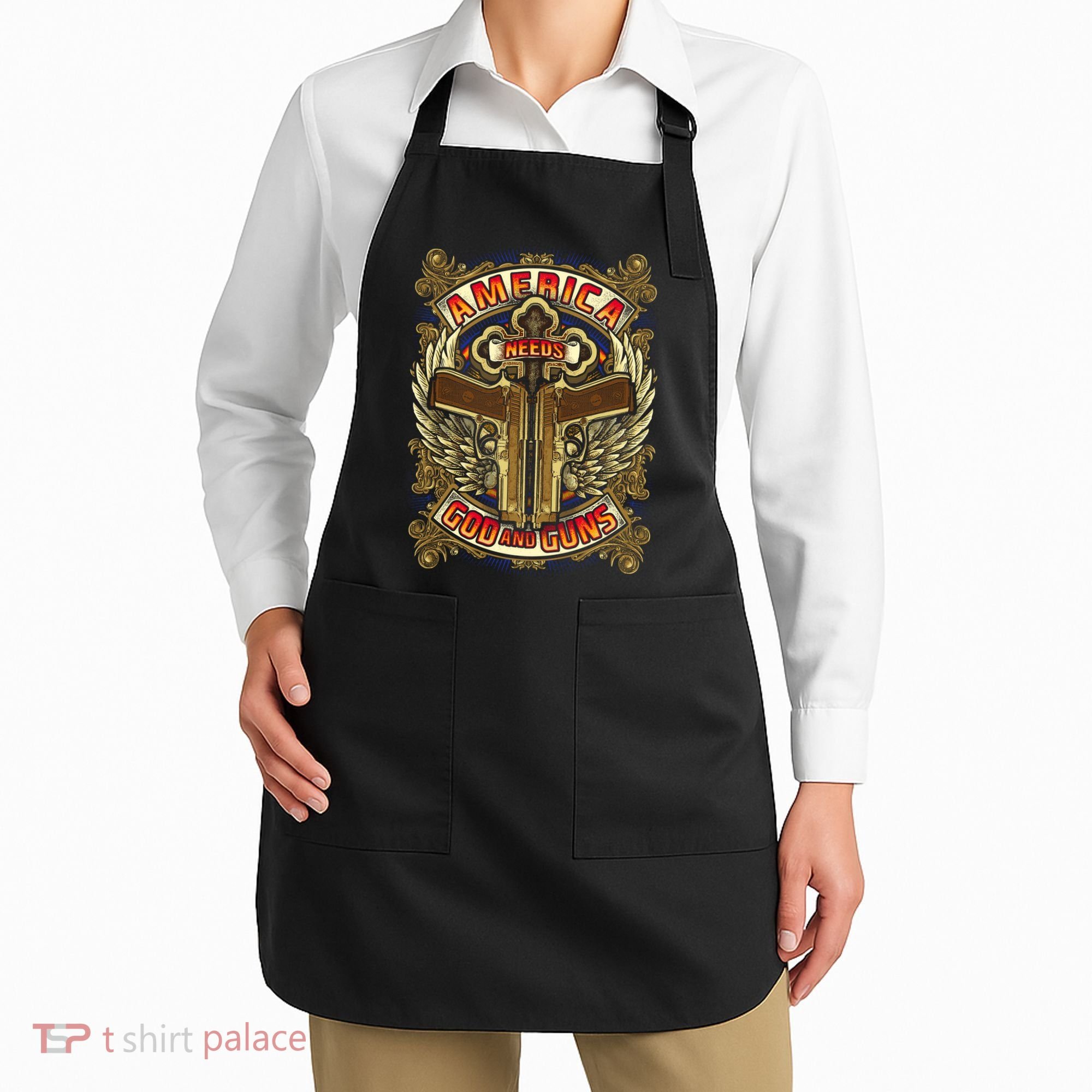 America Needs God And Guns Apron