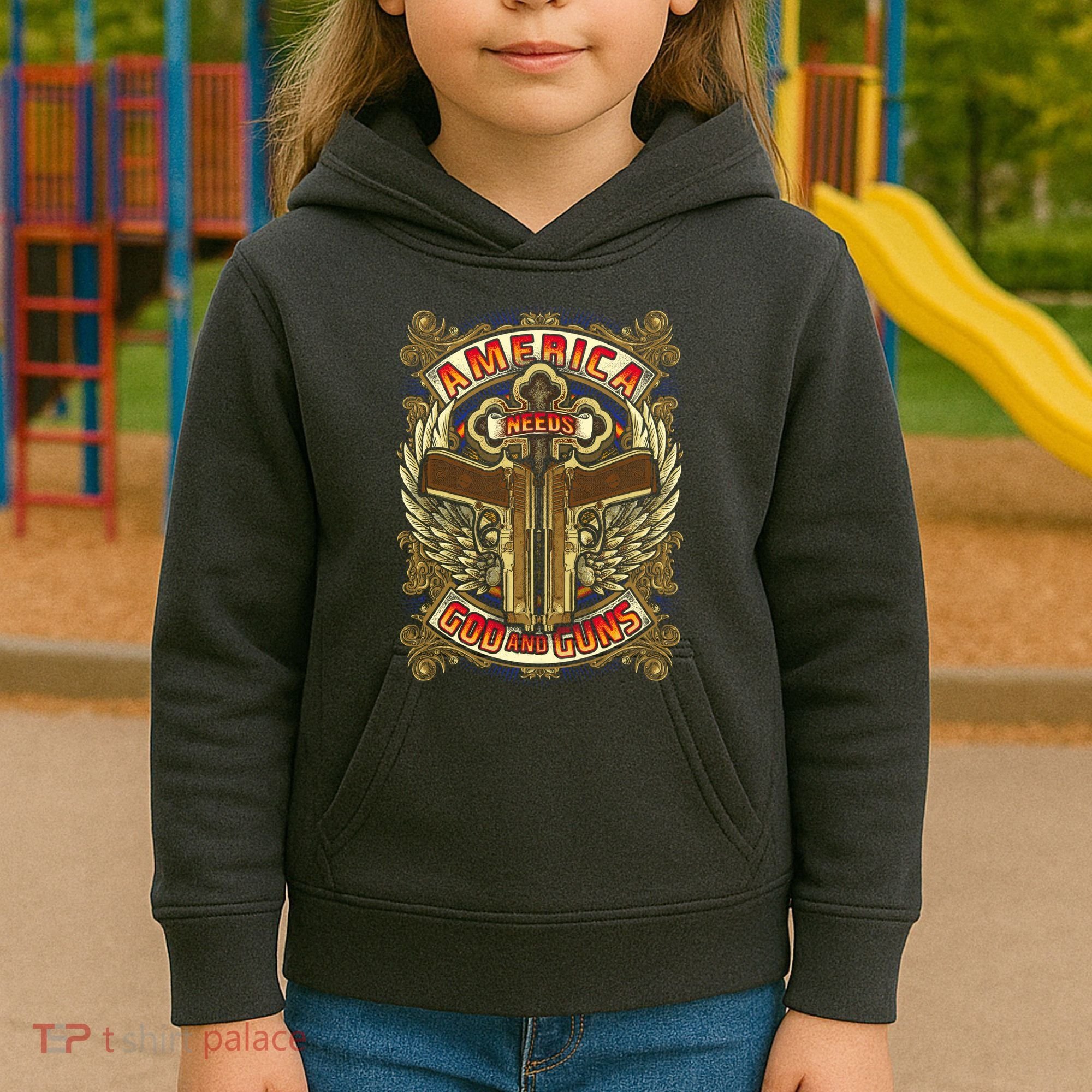 America Needs God And Guns Kids Hoodie