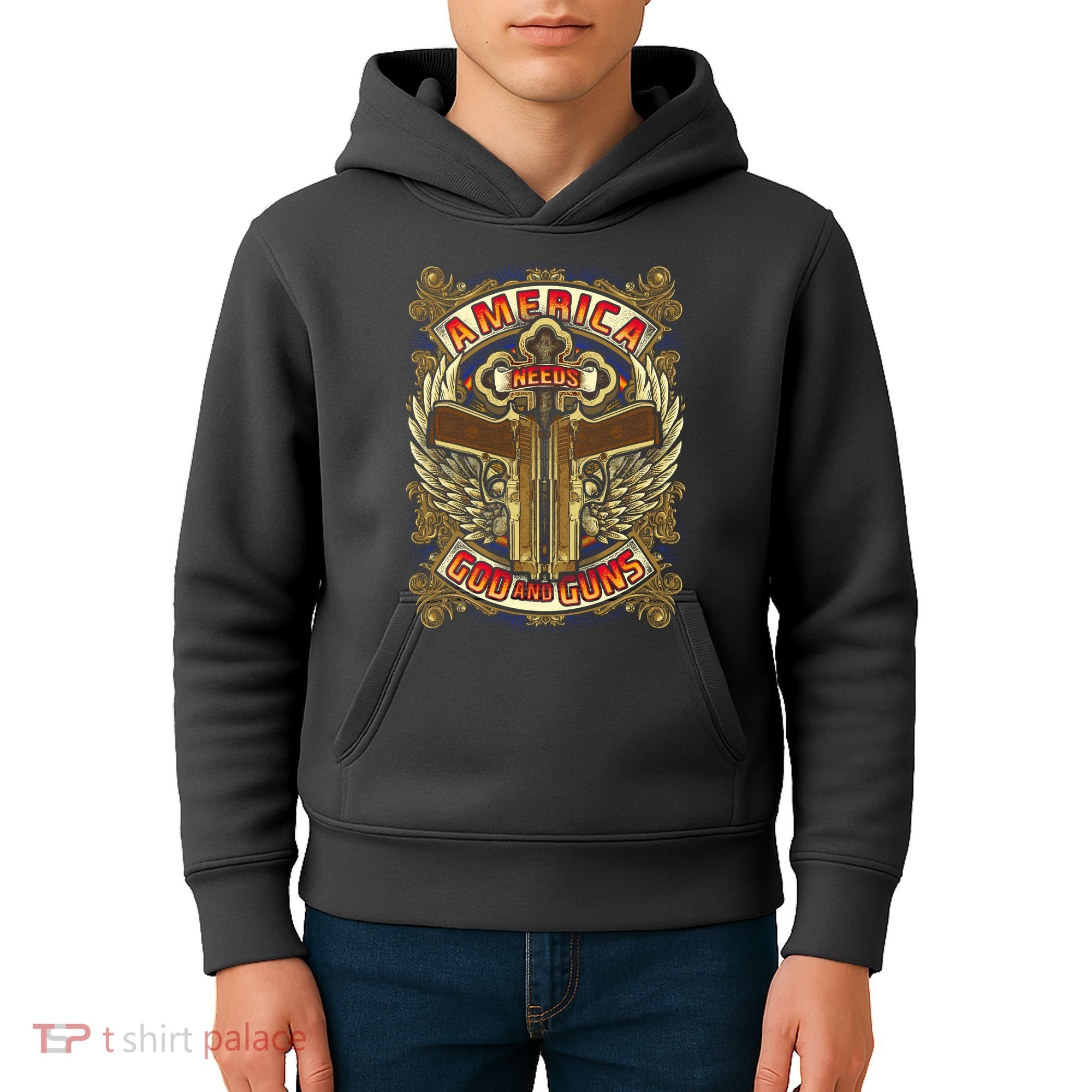 America Needs God And Guns Kids Hoodie