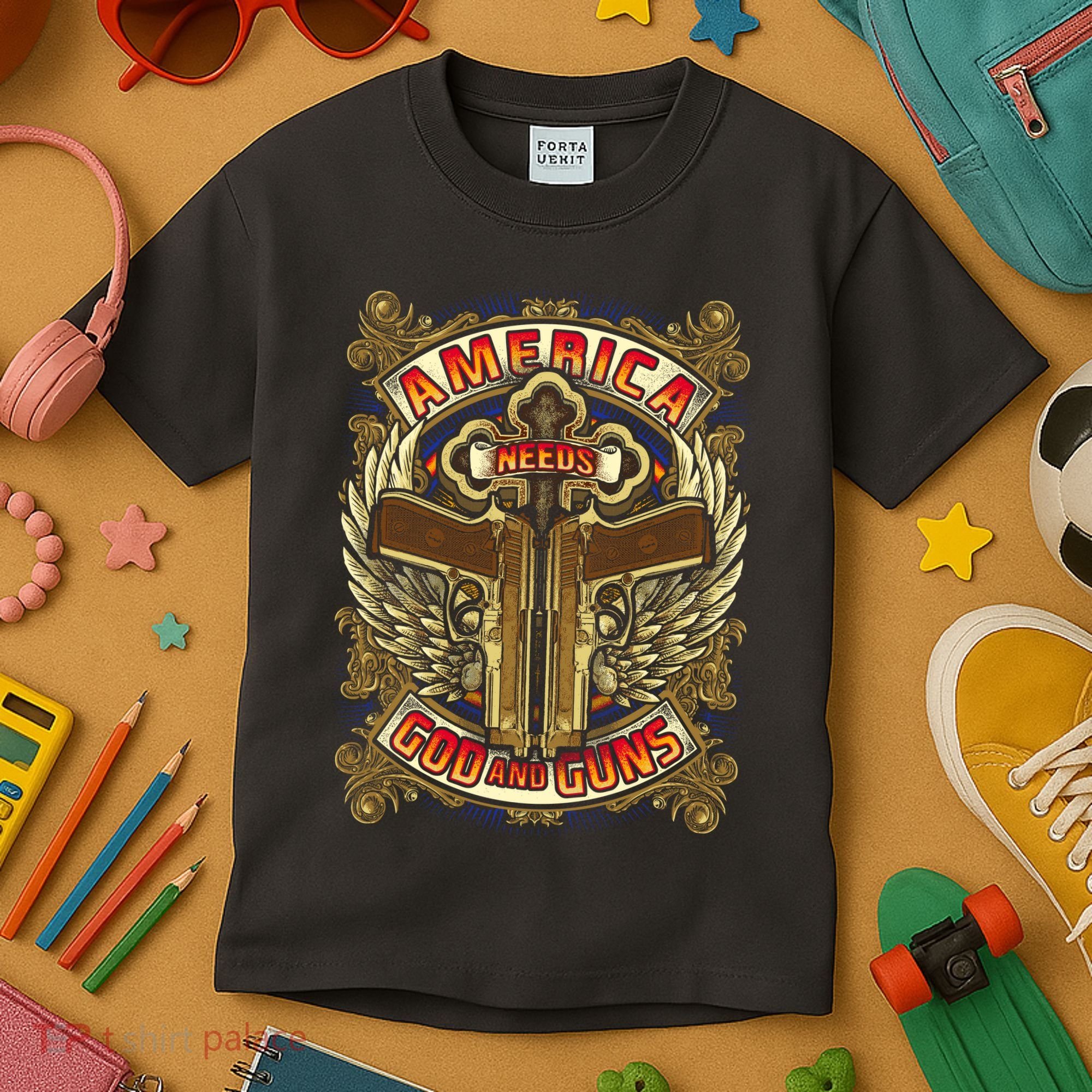 America Needs God And Guns Kids T-Shirt