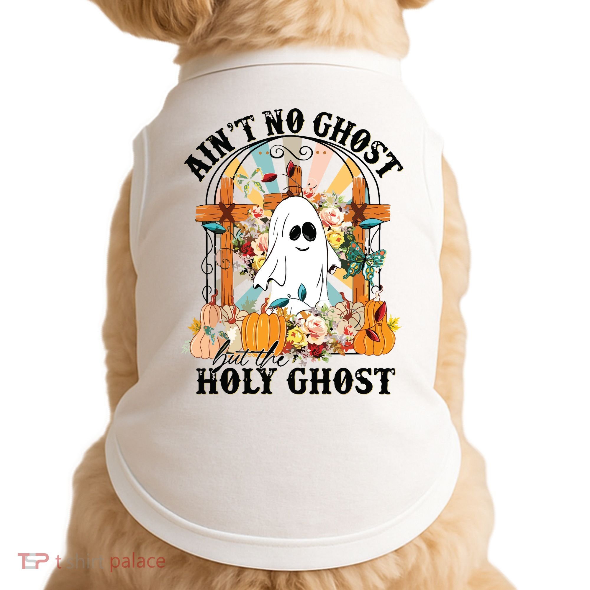 Aint No Ghost But The Holy Ghost Ghost Christian Halloween Doggie Tank