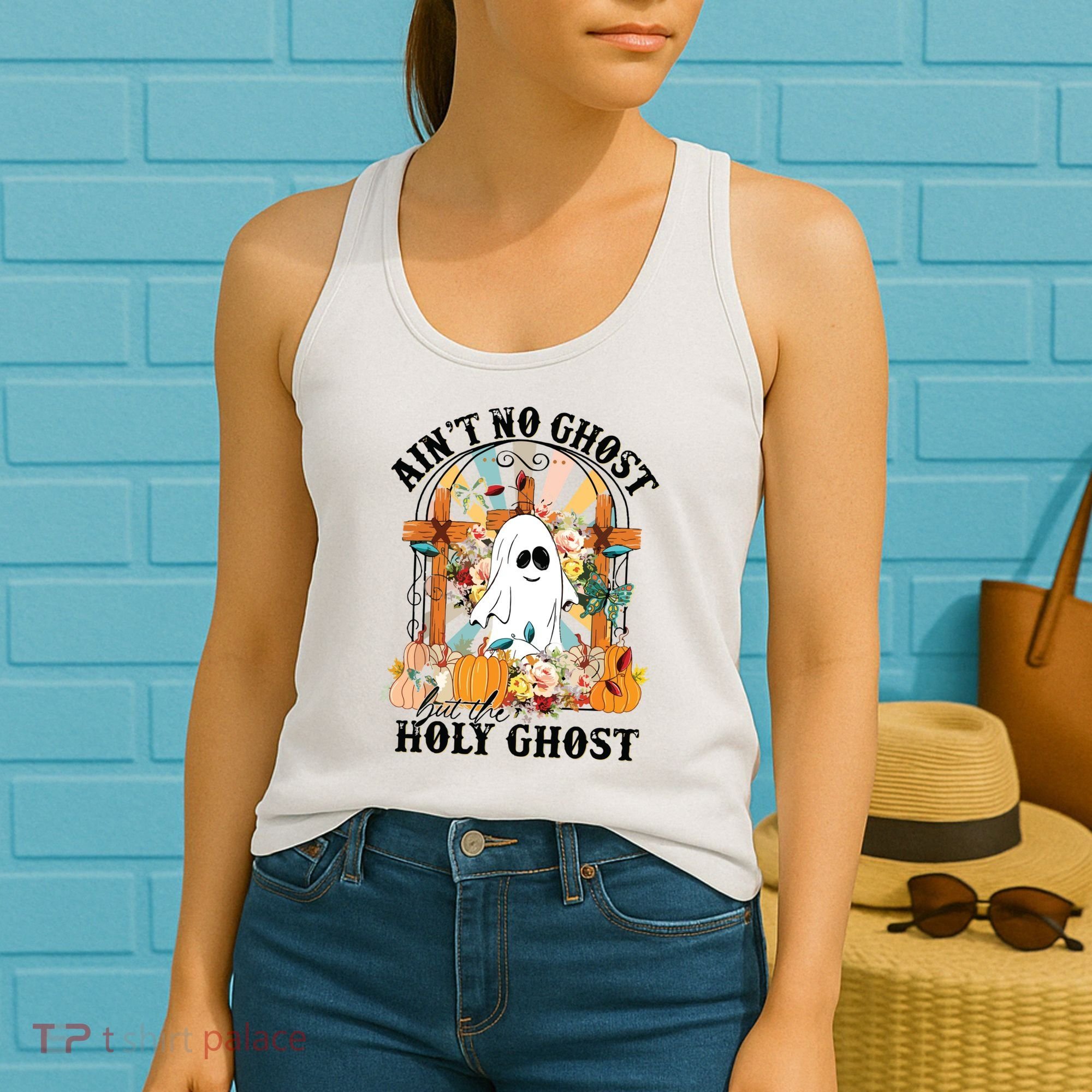 Aint No Ghost But The Holy Ghost Ghost Christian Halloween Women's Tank Top