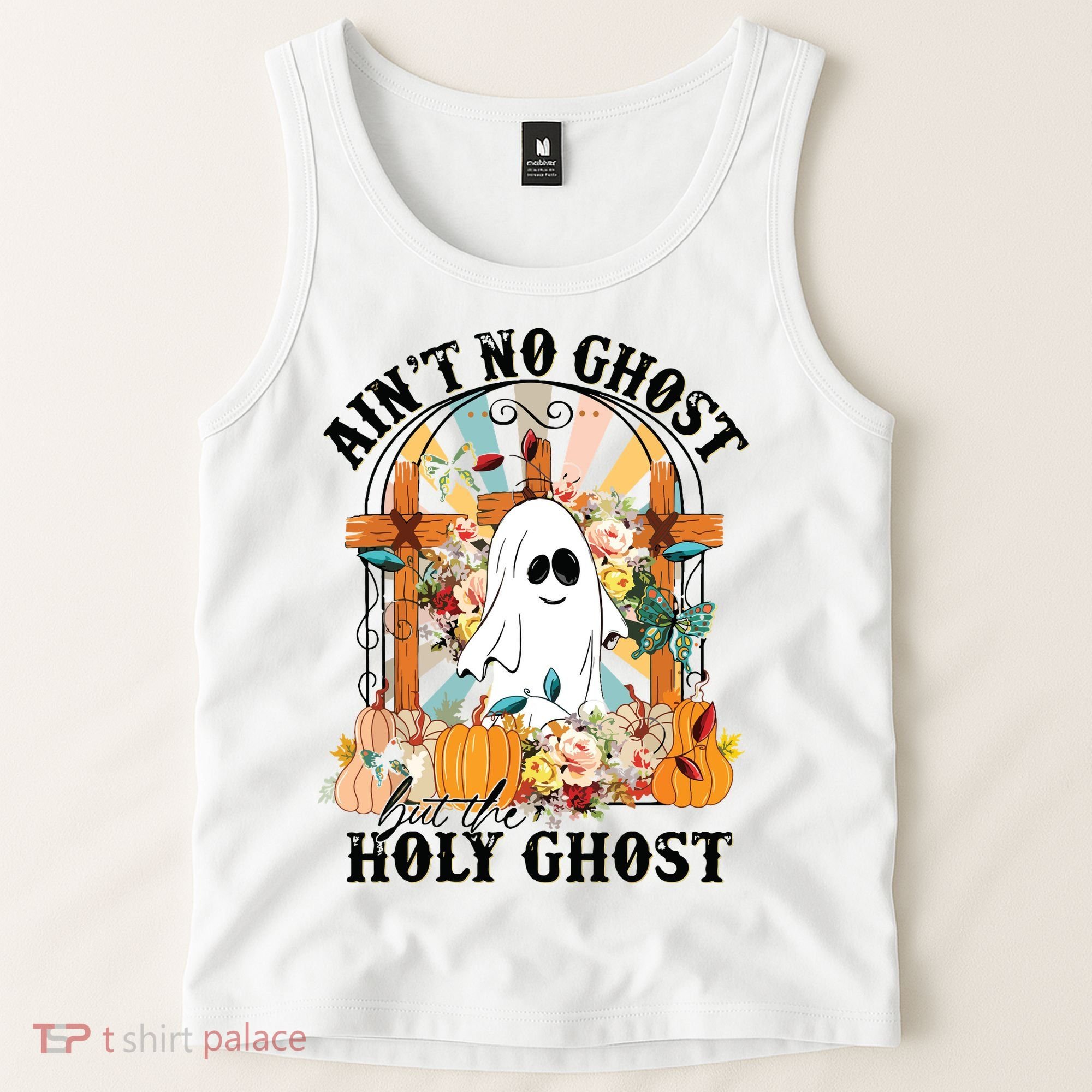 Aint No Ghost But The Holy Ghost Ghost Christian Halloween Tank Top
