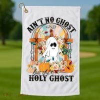 Aint No Ghost But The Holy Ghost Ghost Christian Halloween Golf Towel thumb 1