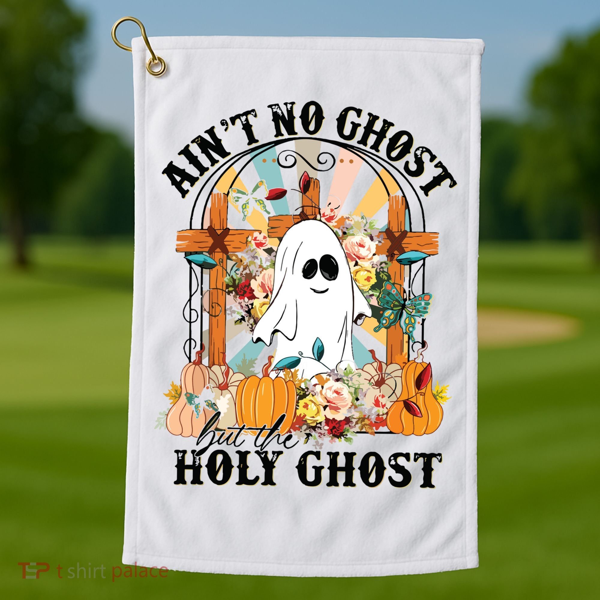 Aint No Ghost But The Holy Ghost Ghost Christian Halloween Golf Towel